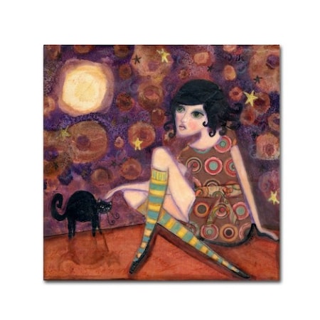 Wyanne 'Big Eyed Girl Full Moon' Canvas Art,14x14